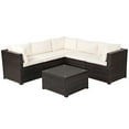 thumbnail image 1 of Patiojoy 6 PCS Patio Rattan Furniture Set Outdoor Wicker Conversation Sofa Set w/Tempered Glass Coffee Table White, 1 of 7
