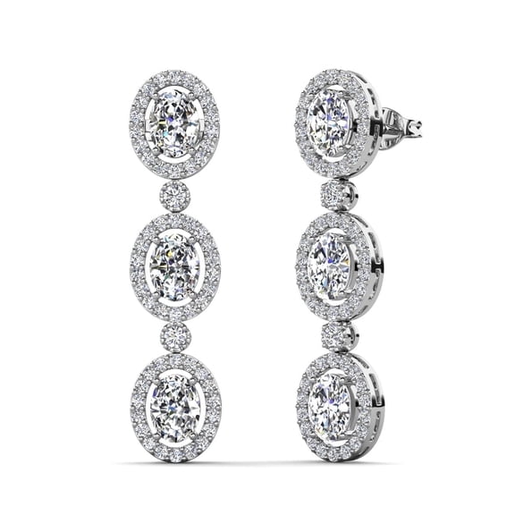 Cate & Chloe Lorraine 18k White Gold Plated Dangle Earrings with Swarovski Crystals for Women