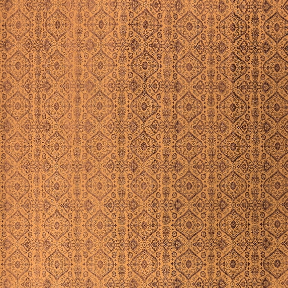 Ahgly Company Indoor Square Oriental Orange Industrial Area Rugs, 4' Square