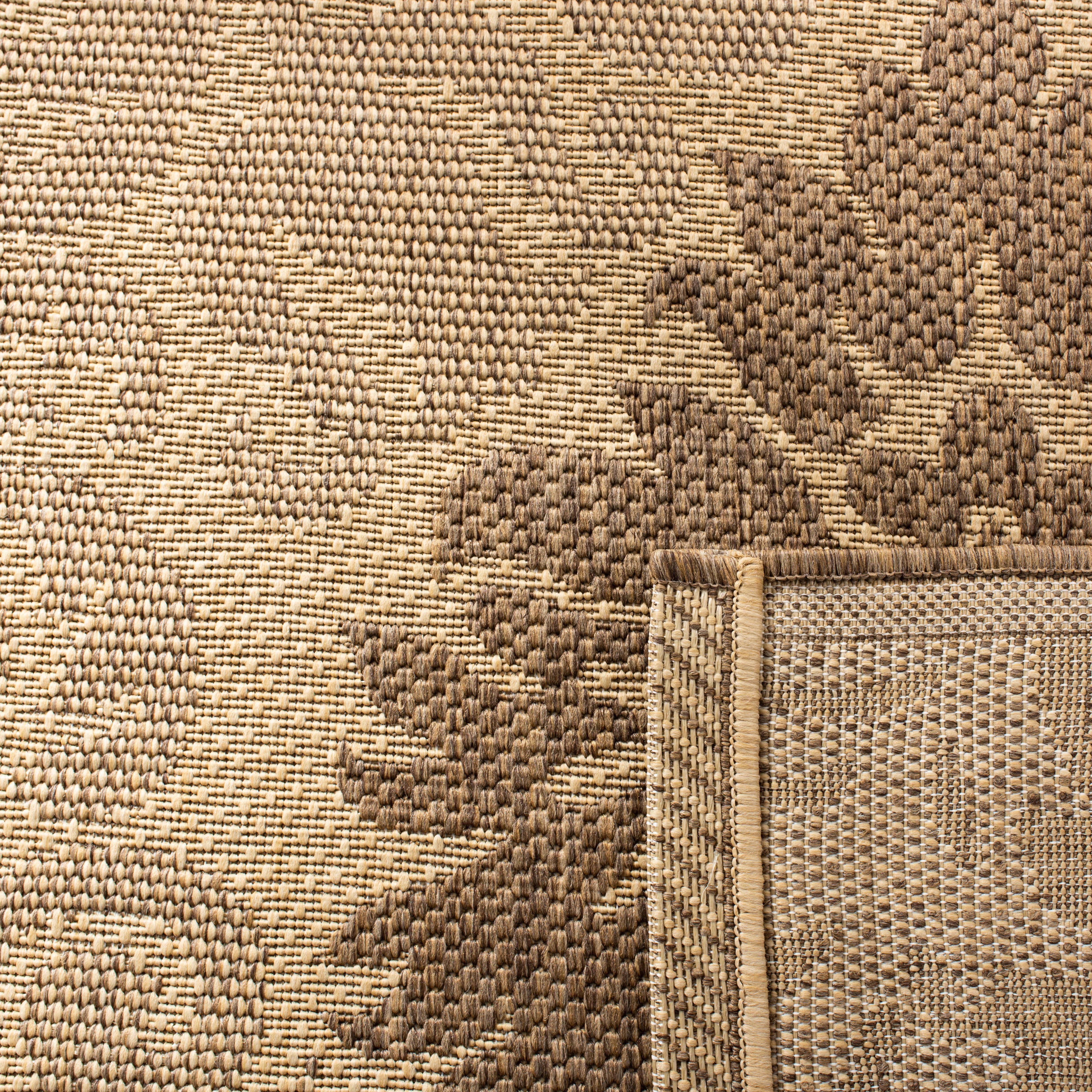 Safavieh Courtyard Jessie Damask Indoor/Outdoor Area Rug, Natural/Brown, 5'3" x 5'3" Round
