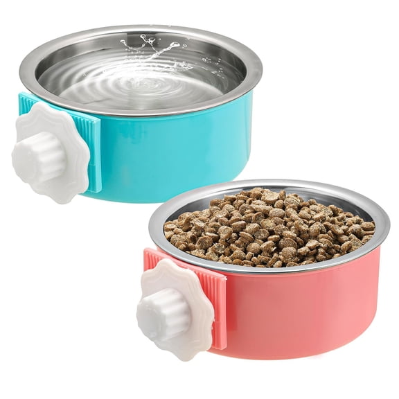 Crate Dog Bowl Removable Stainless Steel Hanging Pet Cage Bowl Food Water Feeder
