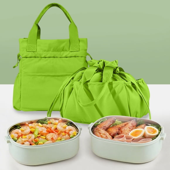 Fridja Clearance under 5$ Lunch Bag for Women Cute Lunch Box Drawstring Handbag Cooler with Multiple Pockets Zip Ties Insulated Handle