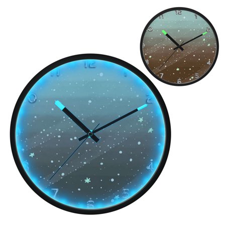 Iauyy Vintage Battery Sunrise Clock Wall Clock 12 inch Fashion Bedroom/Biathroom Lighted Wall Clock for Kitchen Clocks ,The Blue Gradient Color