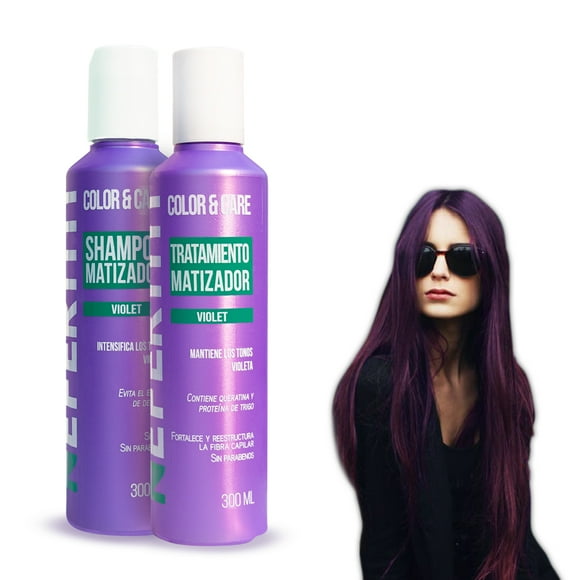 Kit Shampoo + Tratamiento Matizador Nefertiti 300ml para Realzar tonos violetas