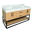 thumbnail image 3 of Ellis 60" Double Bathroom Vanity with Blonde Cabinet and Engineered Marble Countertop, 3 of 7