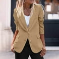 thumbnail image 2 of Sopiago Women Blazers Stretch Button Lapel Collar Blazer Long Sleeve Work Office Casual Open Front Blazers for Women Khaki,XXL, 2 of 7