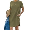 thumbnail image 2 of gbyLJF High Neck Summer Dress Casual Floral Dress A Line Cocktail Dress Women Boho Wrap Dress Army Green L, 2 of 7
