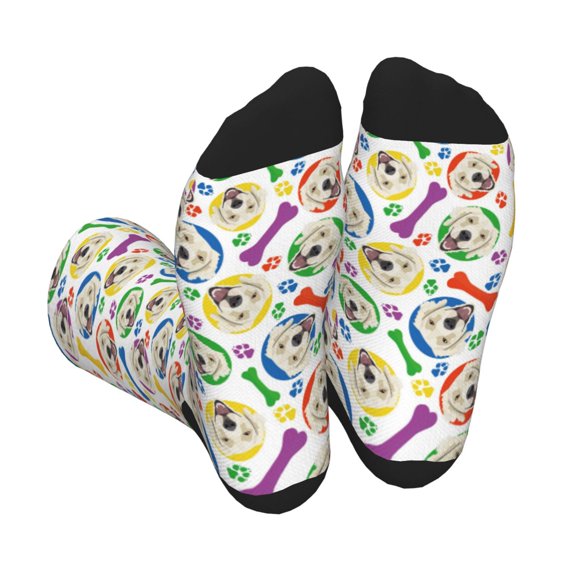 Xecao Cartoon Labrador Retriever Print Crew Socks for Men and Women, Men's Soft Moisture-wicking Sock
