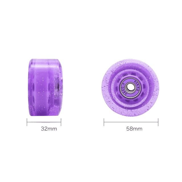 8 Roues de Patin à Roulettes 32 x 58mm 82A avec Roulement, avec Accessoires de Patinage Multifonction Violet