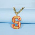 thumbnail image 2 of RSAMD Baseball Initial A-Z Letter Pendant Necklace Cuban Chain Stainless Steel Jewelry-Gold-S, 2 of 7