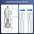 thumbnail image 3 of Car Charger, Quick Charging 48W 2-Port USB-C & USB-A Car Power Adapter PD/QC, 3 of 7