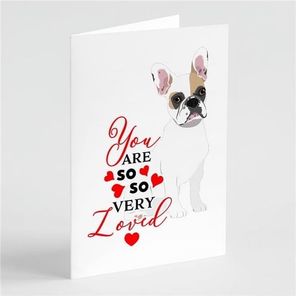 French Bulldog White #1 so Loved Greeting Cards and Envelopes Pack of 8 7 in x 5 in
