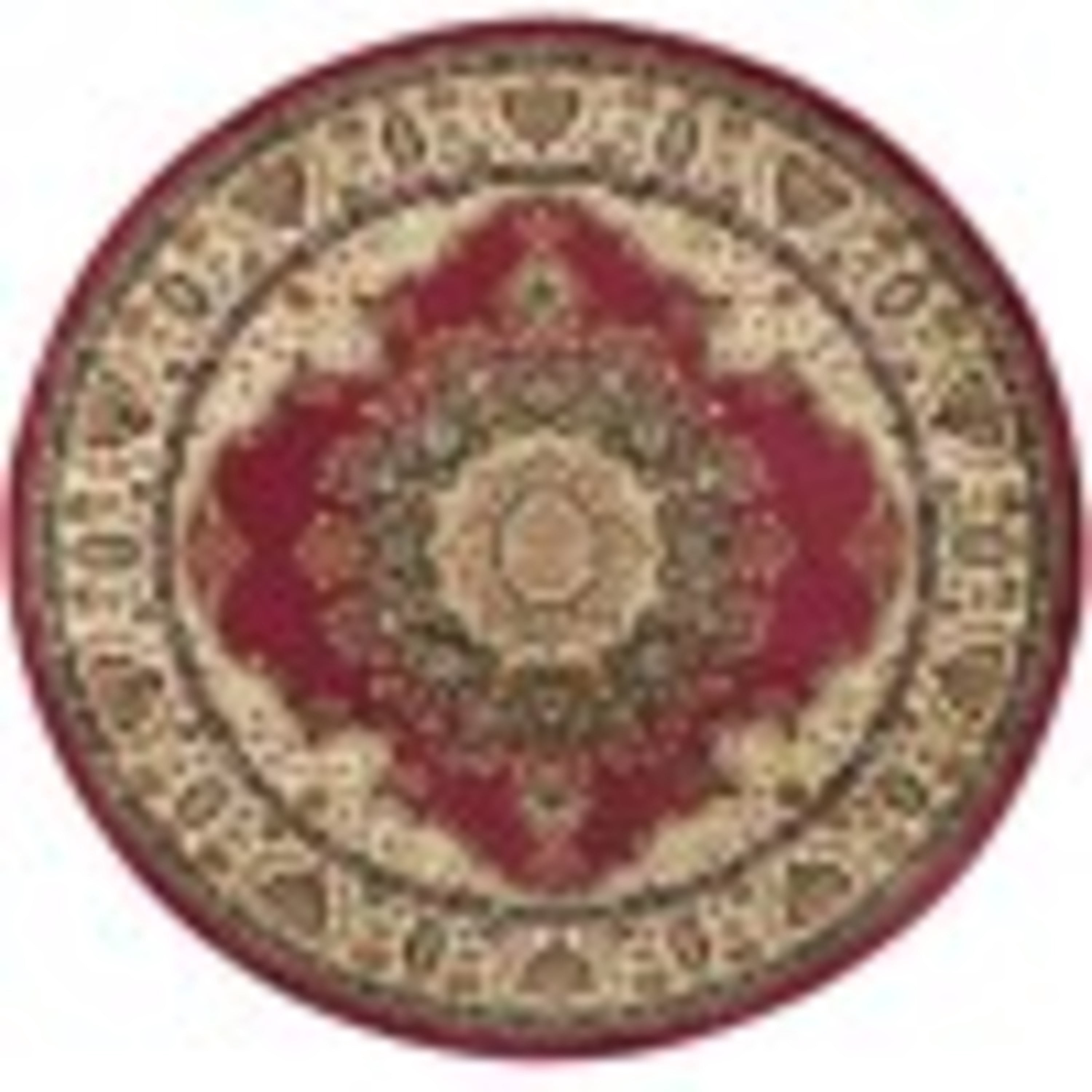 Sensation Transitional 8' Round Red and Beige Polypropylene Indoor Area Rug