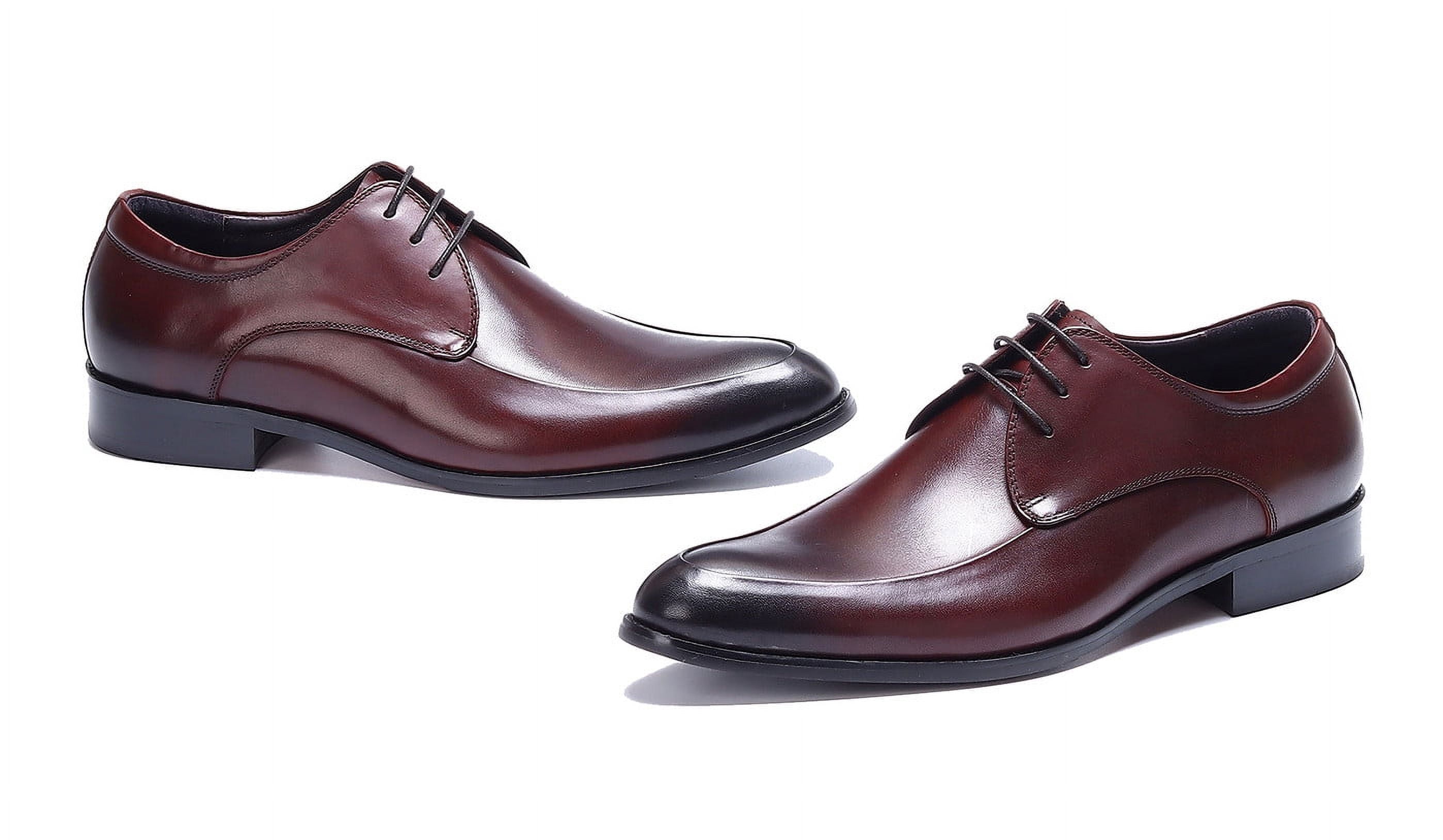 Santimon Burgundy Dress Shoes for Men Sleek Pointed Toe Lace-up Derby Shoes Formal Business Oxford Shoes US 6.5