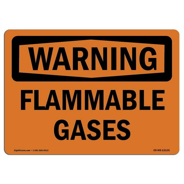 SignMission OS-WS-A-710-L-12135 7 x 10 in. OSHA Signal d'Avertissement - Gaz Inflammables