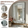 thumbnail image 3 of Noble House Crystal Crush Diamond Silver Wall Mirror,Modern Rectangular Mirror with Beveled Edge,Silver, 3 of 7
