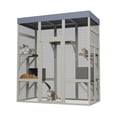 thumbnail image 6 of Gray Wooden Catio Outdoor Pet Enclosure with Waterproof Top, Spacious and Secure Cat House & Small Animal Cage,2 Napping Boxes, 6 of 8