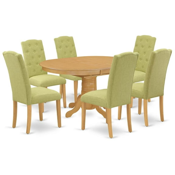 East West Furniture Dining Room Set Oak, AVCE7-OAK-07
