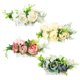 thumbnail image 2 of Paquete de 4 peinetas laterales de metal plateado con flores artificiales de rosas, pinzas para el pelo, tocado decorativo para boda, moño, accesorios para el cabello para mujer, 2 of 4