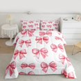 thumbnail image 2 of Homewish Deamy Bow-tie Teens Queen Comforter Set, Kawaii Red Pink Bowknot Bedding Sets, Princess Cartoon Bow Reversible Bedding Comforter Set, Super Cozy Room Decor, 3 Pieces, 2 of 8