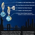 thumbnail image 2 of Gem Stone King 925 Silver and 10K Yellow Gold Swiss Blue Topaz and White Lab Grown Diamond Dangle Earrings for Women | 2.05 Cttw | Gemstone November Birthstone | Round 6MM, 2 of 6