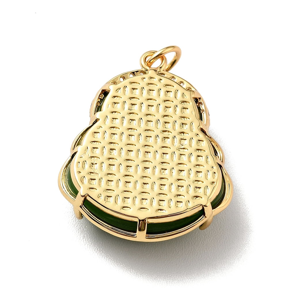 Natural Dyed Jade Pendants with Rack Plating Real 18K Gold Plated Brass Findings Laughing Cadmium Free Nickel Free Lead Free Jump Ring: 5x0.7mm