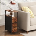 thumbnail image 4 of PrimeCook Shop Narrow Night Stand, Slim End Table, Tall Side Table with 3 Fabric Drawer, Small Bedside Table with Storage, Set of 2, for Living Room, Bedroom, Brown, 4 of 16