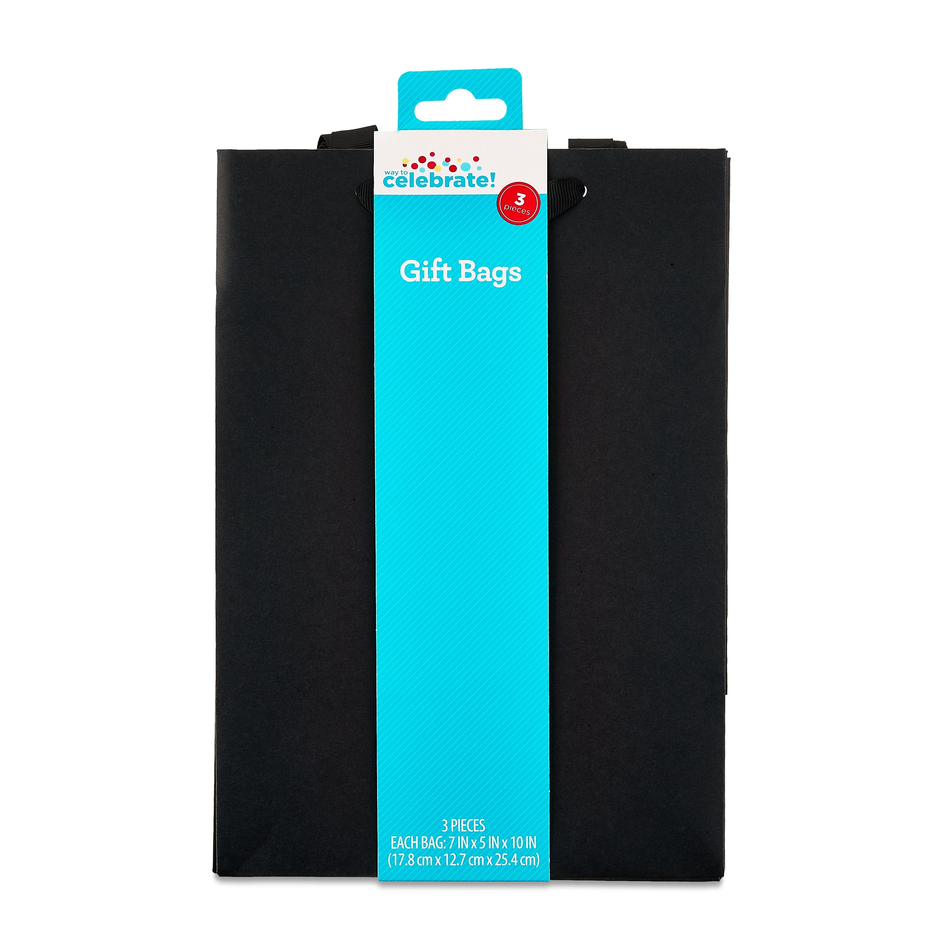 Large Black Gift Bags, 7" x 10", 3 Count, by Way To Celebrate