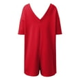 thumbnail image 7 of HXWCHs Women's Straight Leg Jumpsuit, Stylish Women's Casual Romper with Short Sleeves Round Neck and Convenient Pockets for Everyday Comfort XL Red, 7 of 7