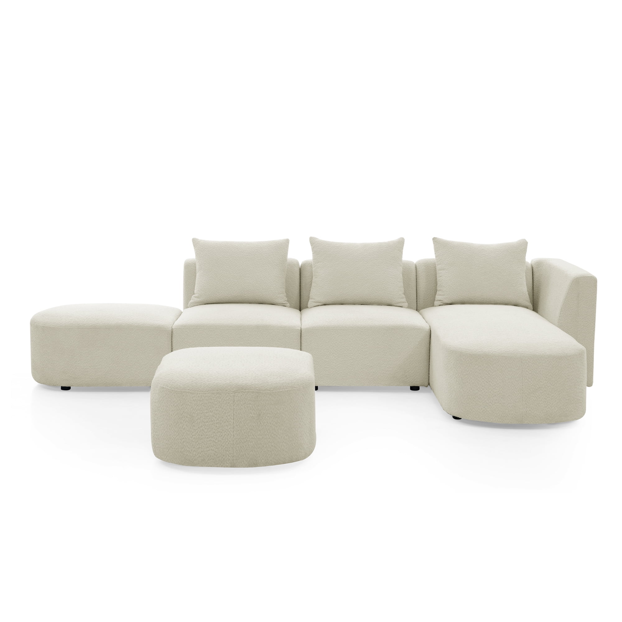 Kadyn 113" L Shape Sectional Sofa, Modern Sofa Couch with Right Side Chaise and Ottoman, Pillows, 5-Seater Modular Sofa for Small Space Living Room, Beige Kadyn 113" L Shape Sectional Sofa, Modern Sofa Couch with Right Side Chaise and Ottoman, Pillows, 5-Seater Modular Sofa for Small Space Living Room, Beige