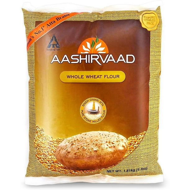 Pack Of 4 Aashirvaad Whole Wheat Flour 4 Lb (1.81 Kg)