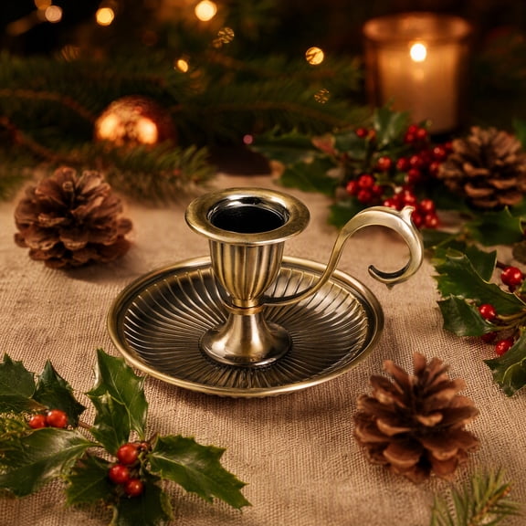 Vintage Style Metal Taper Candle Holder with Handle, Decorative Candlestick for Home, Table, Weddings, and Special Events
