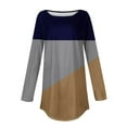 thumbnail image 5 of Scyoekwg Women'S Fall Shirts Long Sleeve Cewneck Dressy Tops for Leggings Lightweight Fall Clothes Loose Color Block Patchwork Graphic Tee Pullover (Coffee,L), 5 of 5