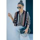 thumbnail image 4 of ABPHQTO Camisa de mujer moderna de rayas negras y marrones para mujer, 4 of 5