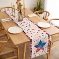 thumbnail image 3 of Patriotic USA Flag Table Runner - 48 Inch Long Memorial Blue Red Freedom Lines Cotton and Linen Blended Dress Scarves Farmhouse Table Runner for Kitchen Dining, Coffee Table, 13" x 48", 3 of 8