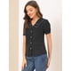thumbnail image 4 of Camiseta De Manga Corta Con Cuello Peter Pan Y Lunares Vintage Para Mujer Negro S, 4 of 6