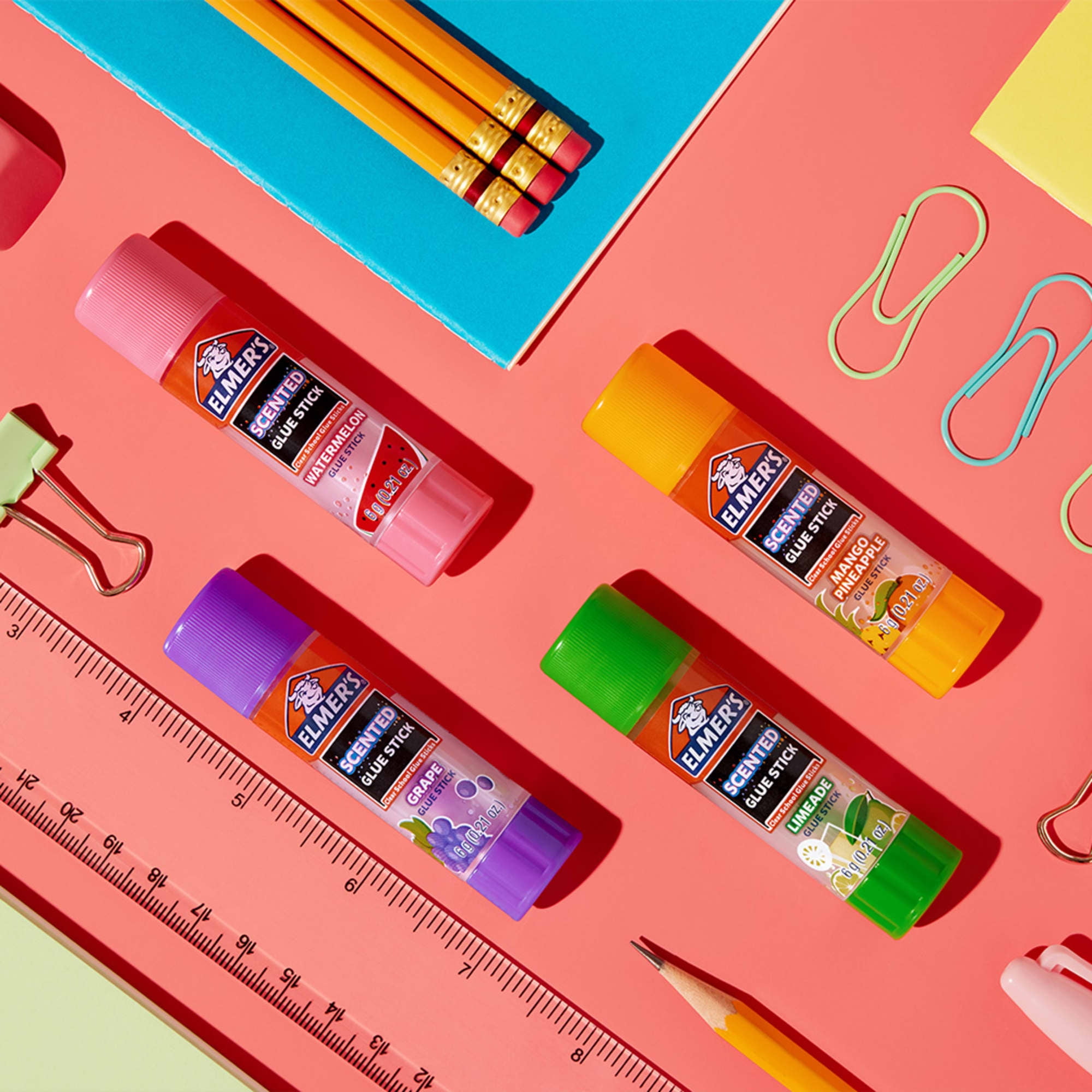 Elmer’s Scented Glue Sticks, School Glue, Clear Color, 6 Grams Each, 4 Count, 5 min Dry Time