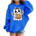 thumbnail image 2 of bbymog Halloween Cute Tops for Girls Fashion Spooky Graphic Long Sleeve Hoodies for Boys Fall Winter Girls Sweatshirt Blue 11 Years, 2 of 10