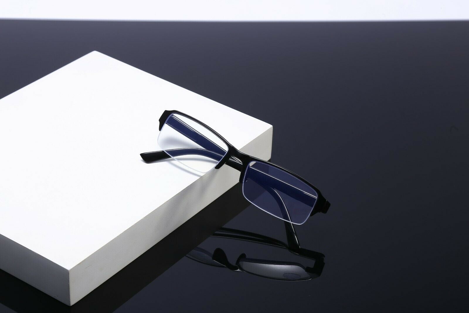 8 Packs Men Women Rectangular Half Frame Blue Light Blocking Reading Glasses Readers for Gaming Computer +1.50