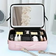 thumbnail image 5 of LED Lighted Makeup Organizer Bag with Travel Mirror | 3 Lighting Modes | Large Capacity Cosmetic Case | 10.23x9.44x4.72 Inches | Portable Handheld Cosmetic Bag for Women, 5 of 9