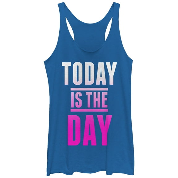 Women's CHIN UP Today is the Day  Racerback Tank Top Royal Blue Heather Small