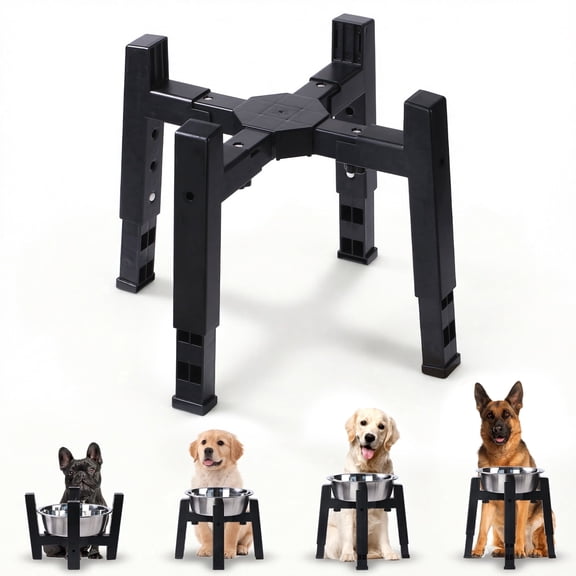Marchul Adjustable Raised Dog Bowl Stand, Elevated Dog Bowls Stand Adjusts to 4 Height(2.36“, 9.06”, 10.63", 12.2") & Adjustable Width 8-12" for Small Medium Large Dogs (No Bowl Included)