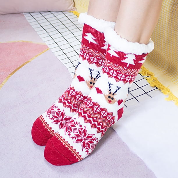 Calcetines de mujer informales de invierno para el hogar, antideslizantes, de felpa, cálidos, gruesos y cálidos.