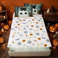thumbnail image 4 of Erosebridal Kawaii Ghost Zipper Queen Comforter Set with Fitted Sheet and 2 Pillowcases, Happy Halloween Spider Web Cat Zipper Bedding Set for Boys Girls, Orange White Black, Halloween Reversible, 4 of 7