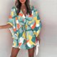 thumbnail image 3 of Vestidos Casuales de Verano Con Cordón de Media Manga Y Cuello en V Con Botones Estampados en La Parte Delantera Para Mujer Odeerbi ODB116223, 3 of 5