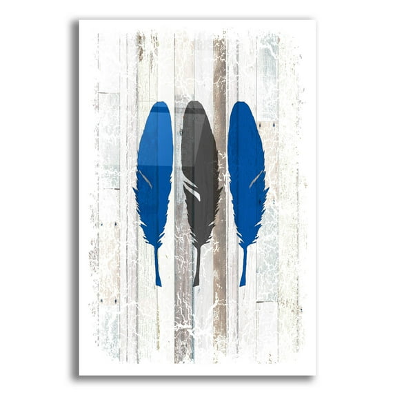 Epic Art 'The Blue Moose - Feathers' by Lightbox Journal, Acrylic Glass Wall Art, 12"x16"