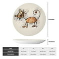 thumbnail image 2 of Cauagu Brown Cat Cartoon Print Bone China Decorative Plate, Wall Mount Plate Holiday Decor Decorative Ceramic Plates with Stand Elegant Household Plates Decorative-6in, 2 of 6