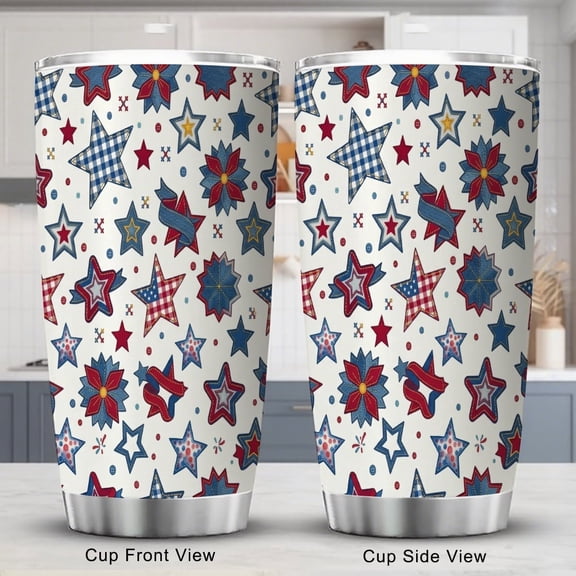Patriotic Stars Stripes Tumbler 20oz for Independence Day Holiday Birthday Party Favors 4th of July Travel Coffee Cup with Lid