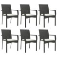 thumbnail image 2 of vidaXL 7 Piece Garden Dining Set with Cushions Black Poly Rattan, 2 of 5