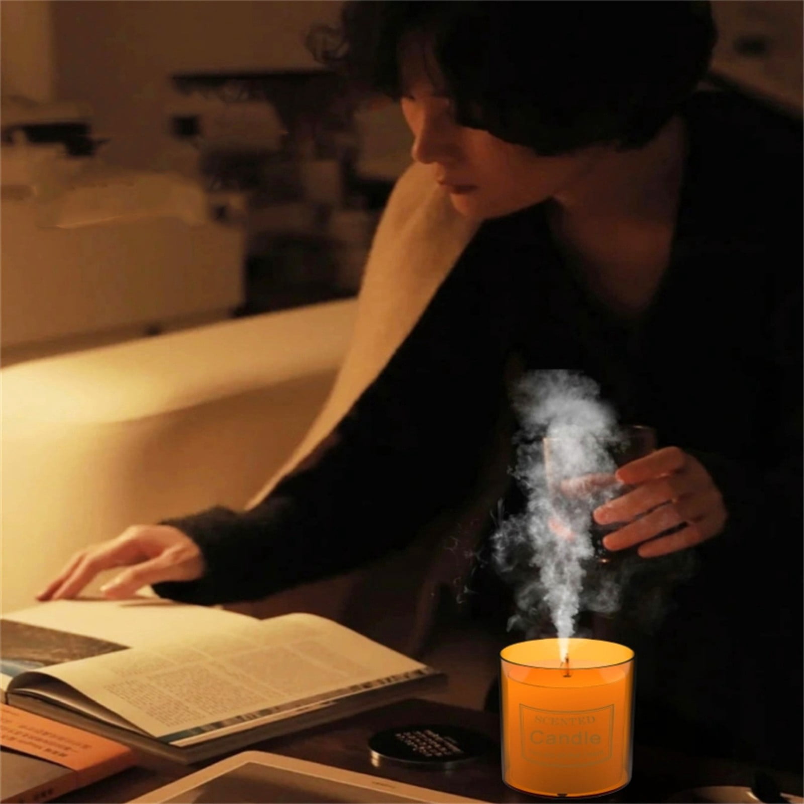 Candle Desktop Humidifiers Small for Dry Baby Steamer Cups Handheld Mist Aromatherapy Bedroom Small Cool Mist No Filter Levity Water Bottle Humidifiers Heat Warm Mist Mini Chimney for Living Room